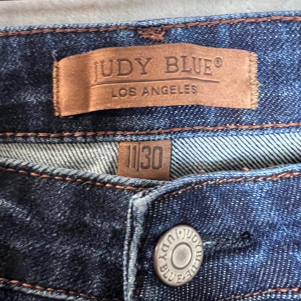Judy Blue Jeans sz 30  Button Fly Straight Fit  Dark Wash Denim Pants High Rise - Picture 9 of 12